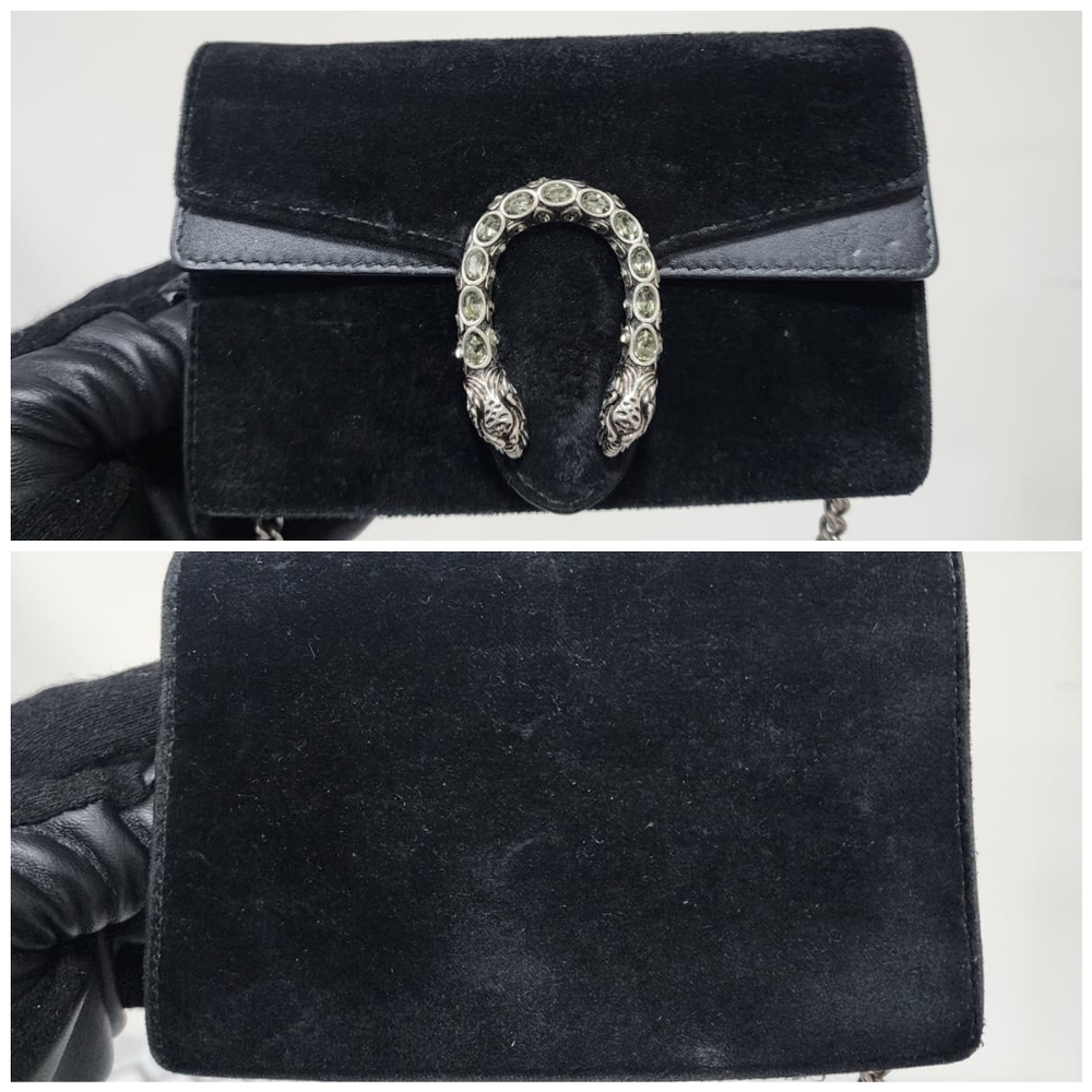 Gucci Velvet Super Mini Dionysus Crossbody Bag Black - Picture 8 of 12